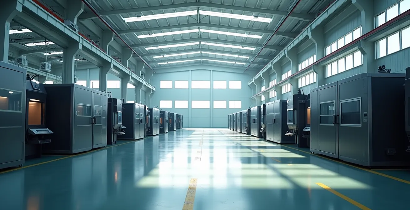 Moderne Produktionshalle mit Maschinen als Kreditsicherheiten