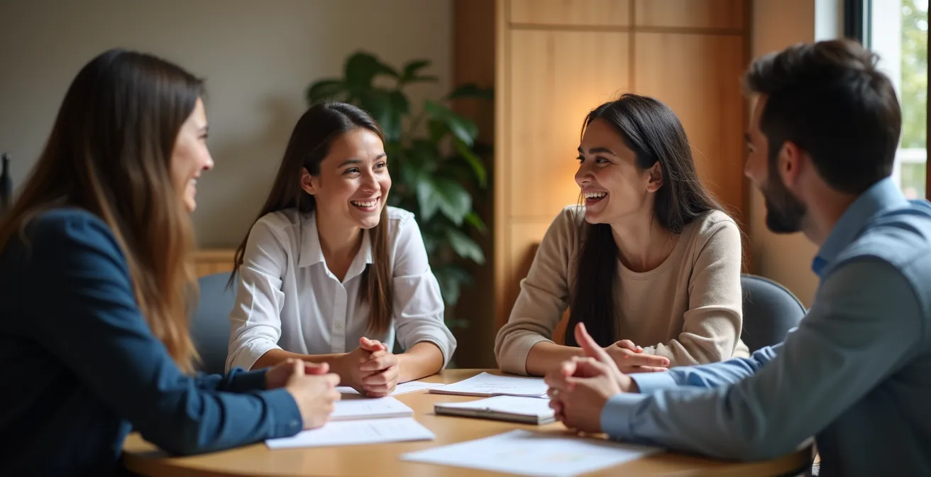 Team diskutiert offen über Fehler und Lernerfahrungen in einem modernen Arbeitsraum