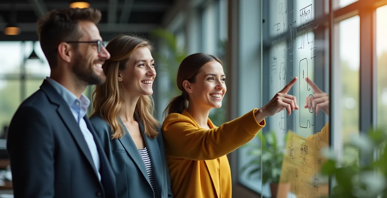 Moderne Arbeitsumgebung zeigt kollaborative Innovation im deutschen Mittelstand