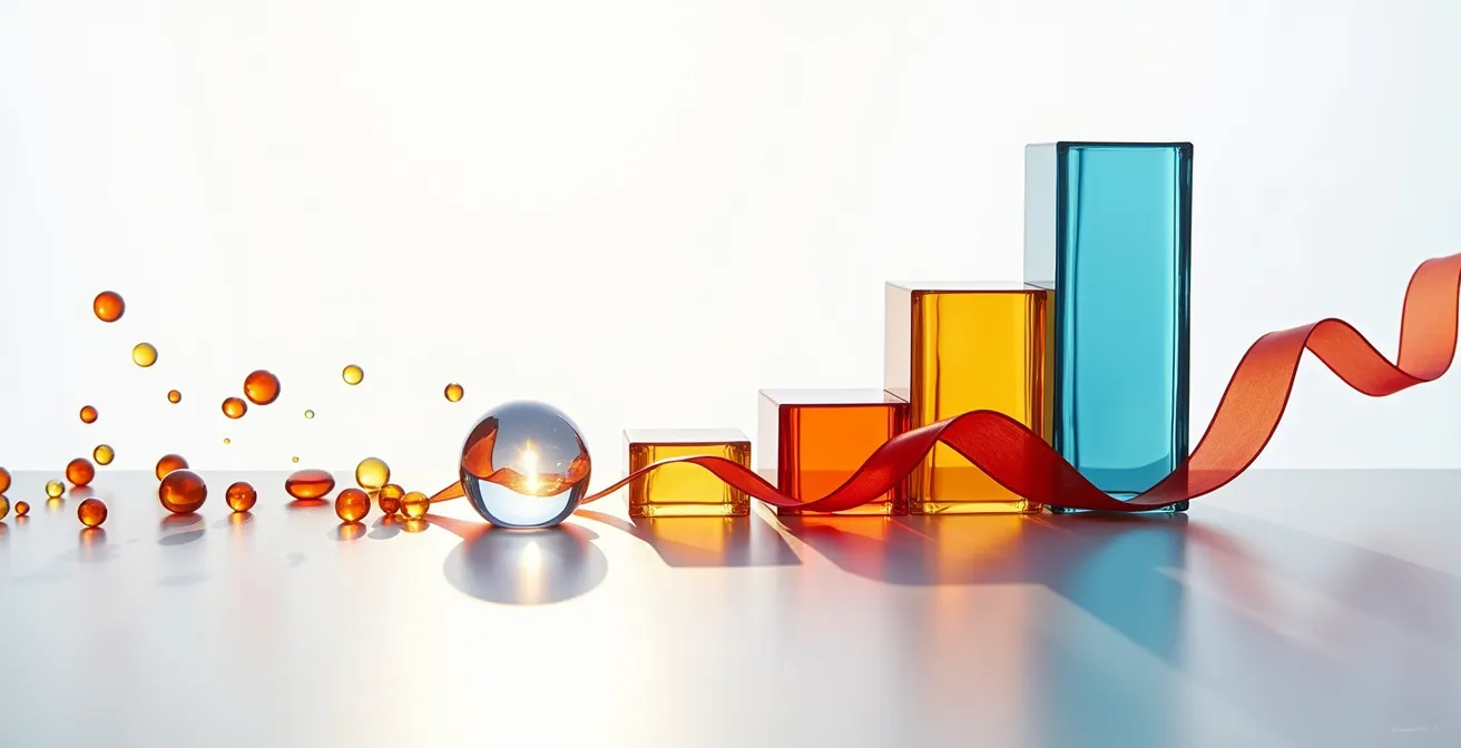 Abstrakte Visualisierung von Innovationsmetriken durch geometrische Formen und Farben