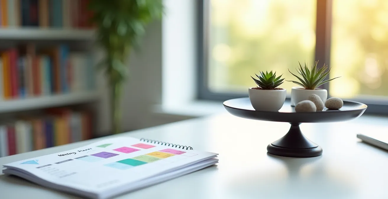 Ein stilisiertes Dashboard mit Indikatoren für verschiedene Lebensphasen, das eine bewusste Steuerung symbolisiert.