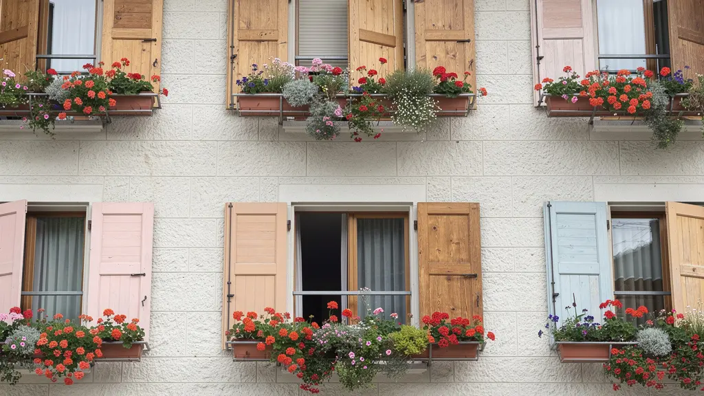Fassade eines Schweizer Mehrfamilienhauses mit typischen Fensterläden
